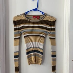 Striped Ribbed Long Sleeve Sweater